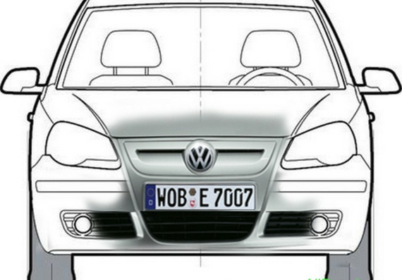 Volkswagen Polo (2006) (Фольцваген Поло (2006)) - чертежи (рисунки) автомобиля